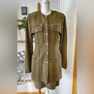 Vintage Ginger Bort 2-Piece Military Bomber Style Dress Jacket Set Made In USA